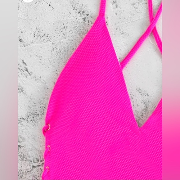 SHEIN Swim Vcay Lace-Up Sides textured One Piece Swimsuit size L NWT - Picture 4 of 5